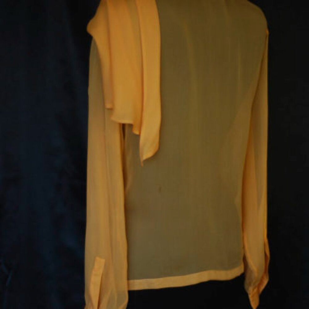 Claude Montana 1990's Gold Silk Chiffon Blouse With Front Tie - Italy - Picture 4 of 5